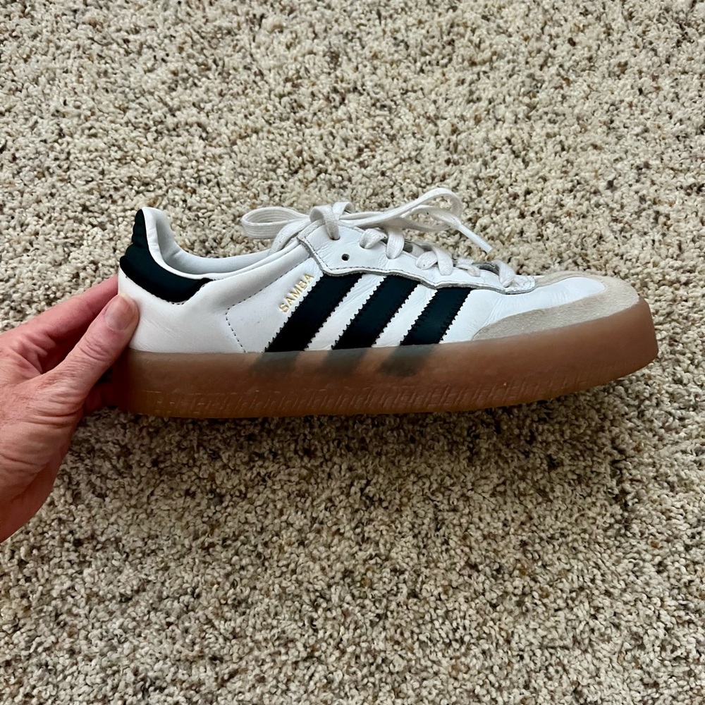 Adidas Samba White and Black Sneakers with Gum Sole
